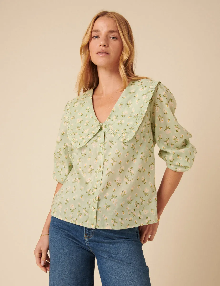 Green Floral Emmie Blouse sold by Nobody's Child