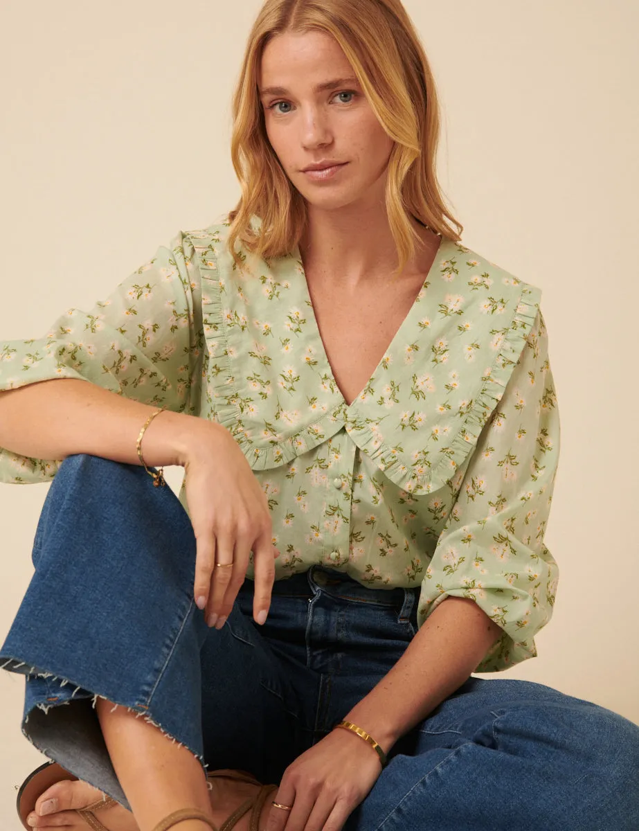 Green Floral Emmie Blouse sold by Nobody's Child product image thumbnail 3