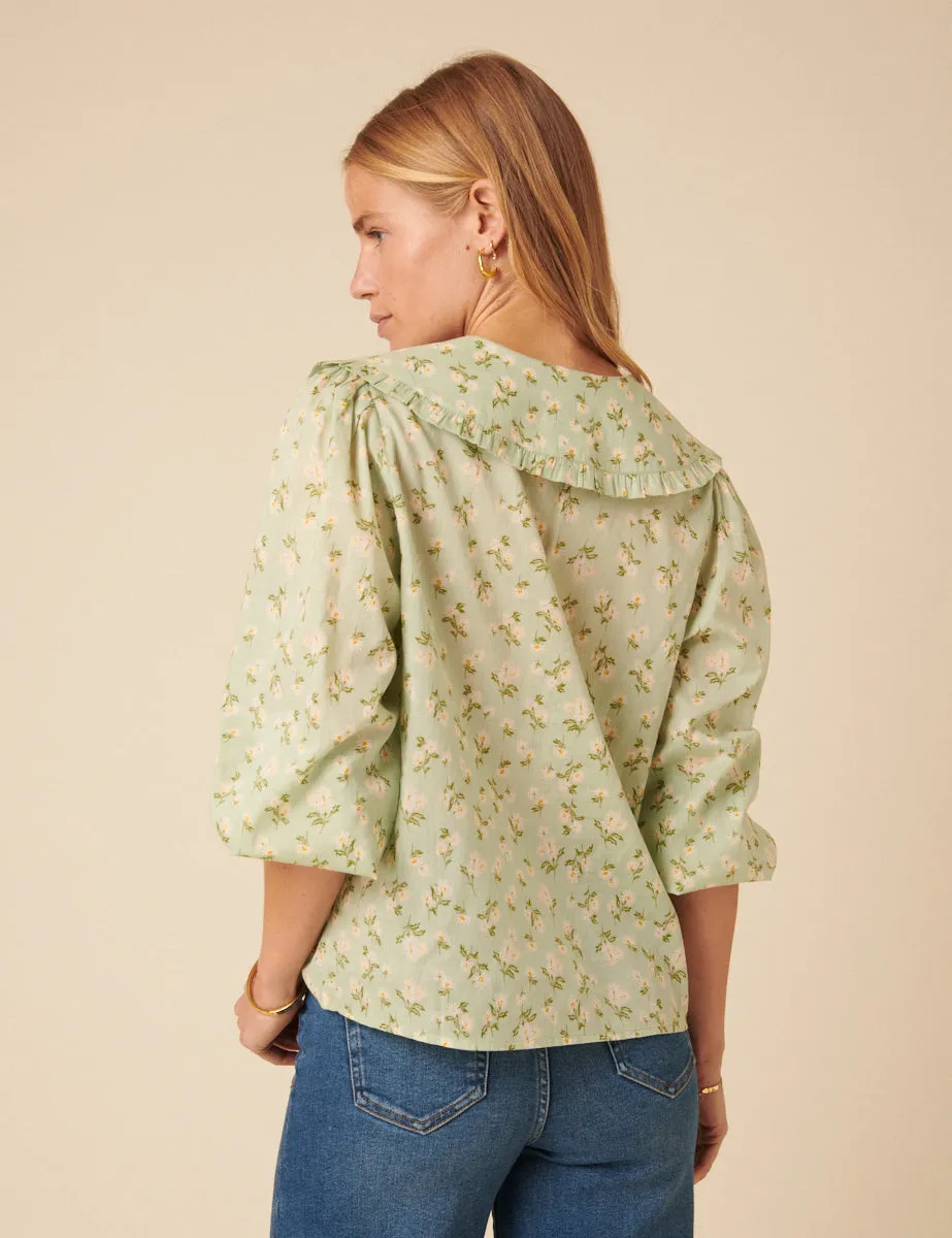 Green Floral Emmie Blouse sold by Nobody's Child product image thumbnail 5