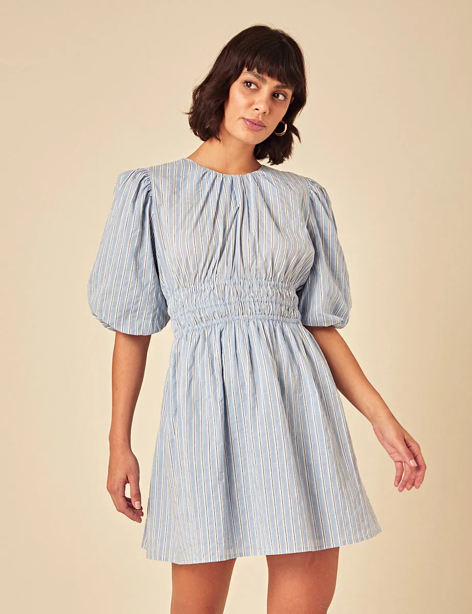 Blue Pintstripe Zelda Mini Dress sold by Nobody's Child