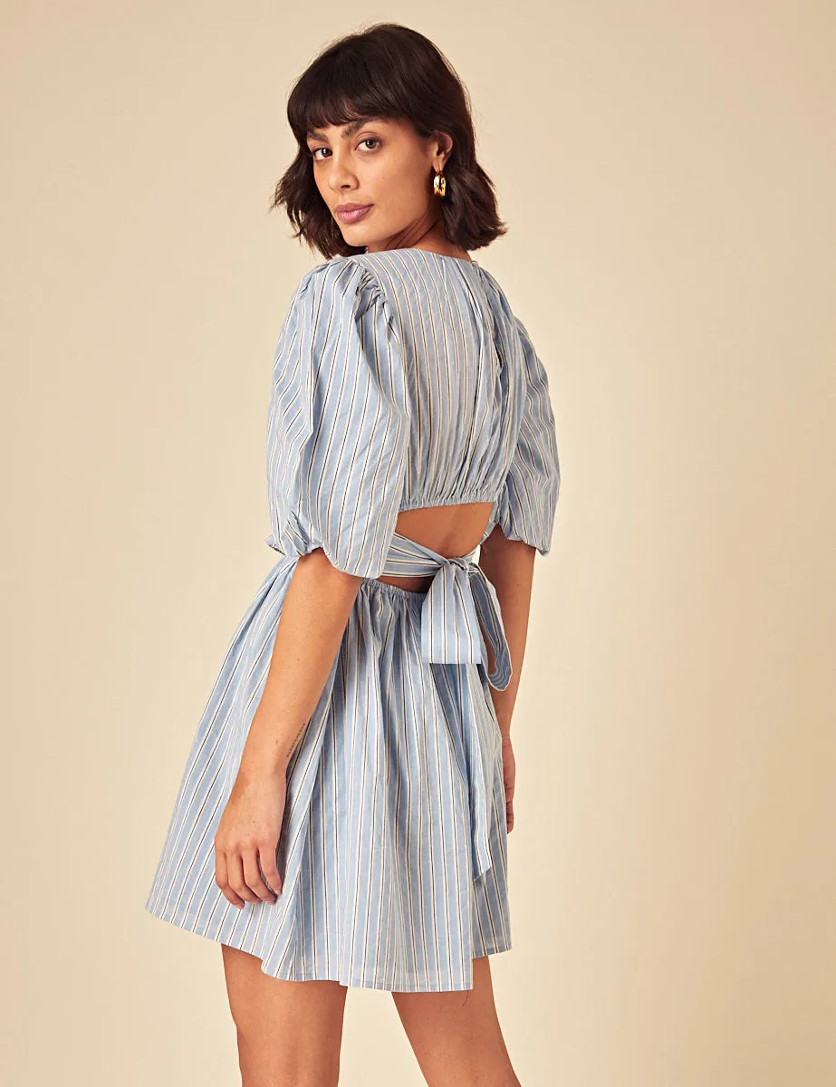 Blue Pintstripe Zelda Mini Dress sold by Nobody's Child product image thumbnail 2