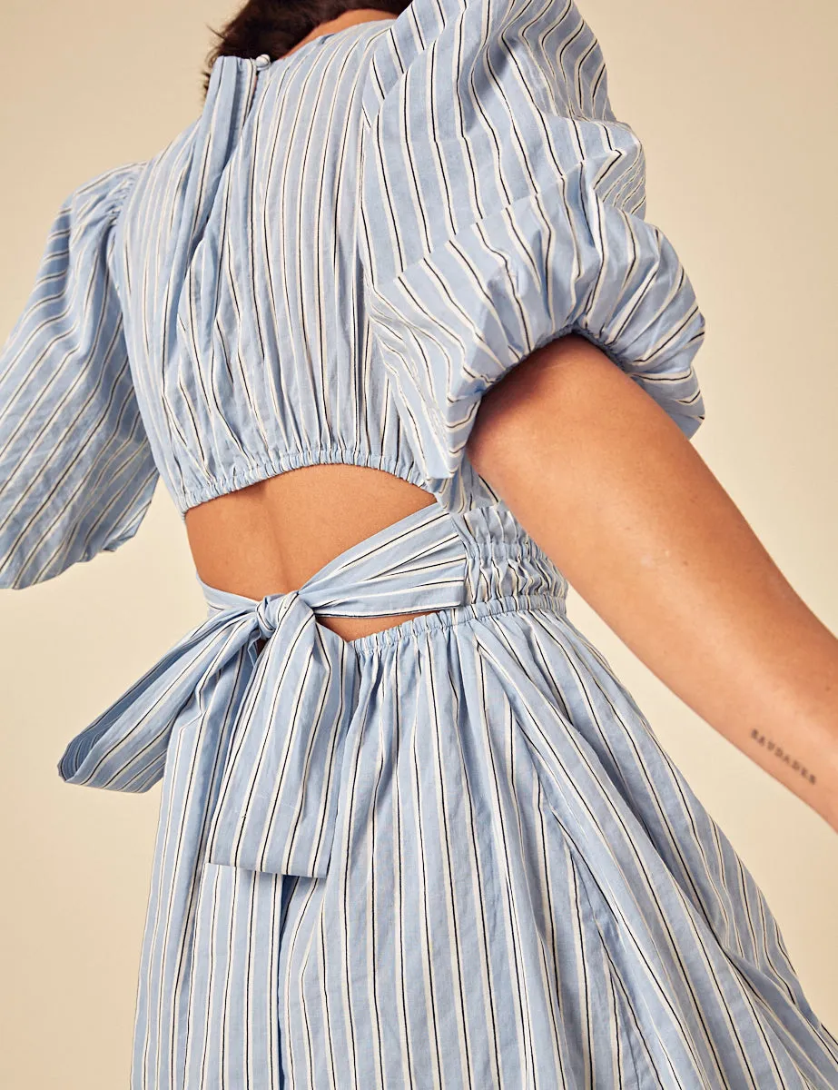 Blue Pintstripe Zelda Mini Dress sold by Nobody's Child product image thumbnail 3