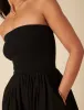 Black Bandeau Drop Waist Midi Dress sold by Nobody's Child
