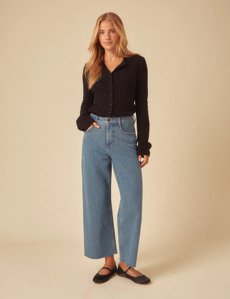 Black Pointelle Knitted Cardigan sold by Nobody's Child product image thumbnail 3