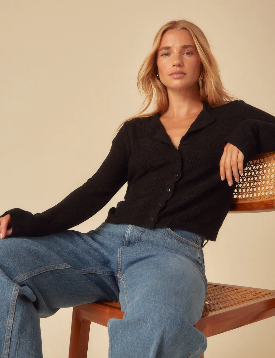 Black Pointelle Knitted Cardigan sold by Nobody's Child product image thumbnail 4