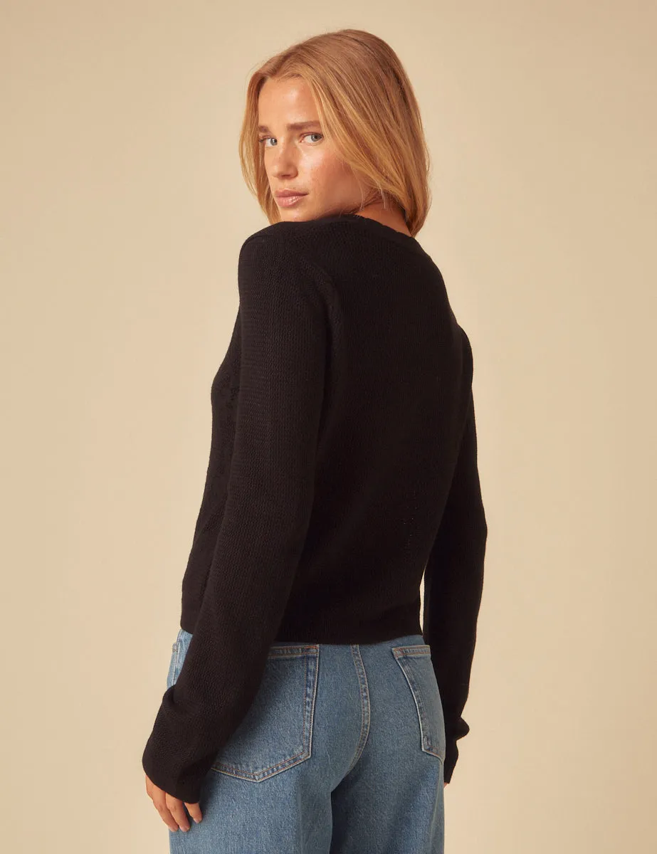 Black Pointelle Knitted Cardigan sold by Nobody's Child product image thumbnail 5