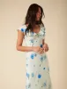 Blue Watercolour Floral Abelia Midi Dress sold by Nobody's Child