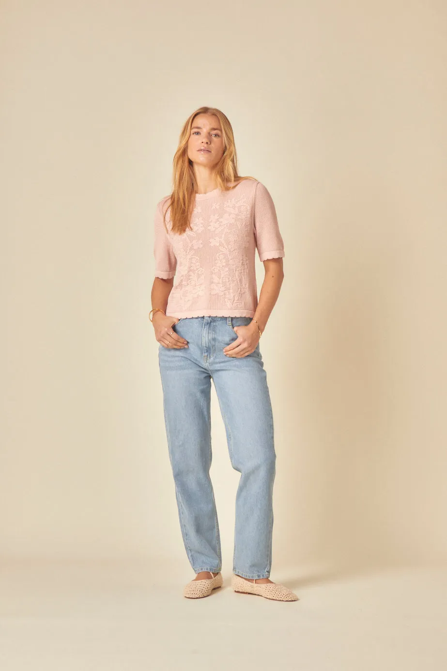 Pink Floral Pointelle T-Shirt sold by Nobody's Child product image thumbnail 3