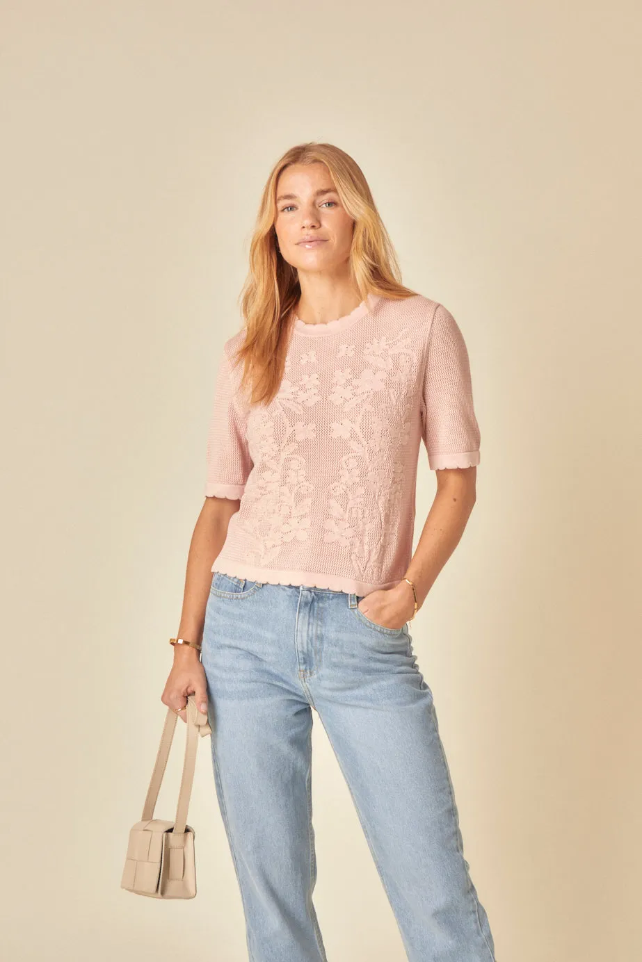 Pink Floral Pointelle T-Shirt sold by Nobody's Child product image thumbnail 4