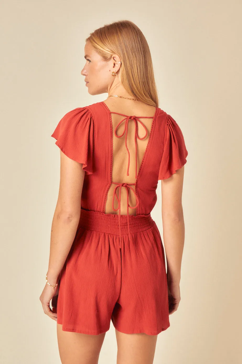 Red Veda Playsuit sold by Nobody's Child product image thumbnail 5