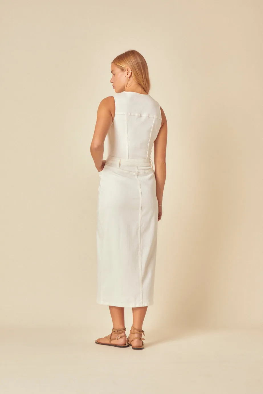 White Denim Mayflower Midi Dress sold by Nobody's Child product image thumbnail 5