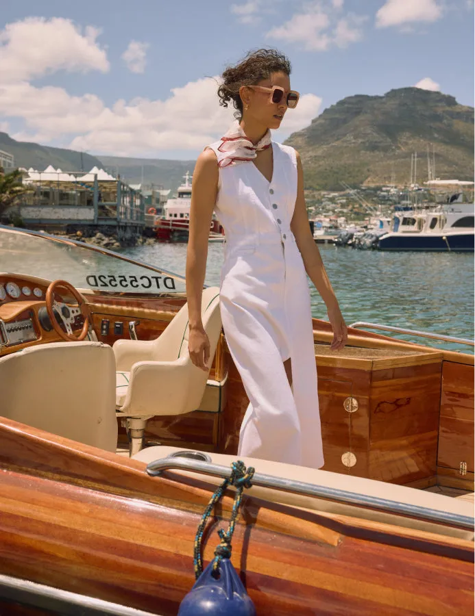 White Denim Mayflower Midi Dress sold by Nobody's Child