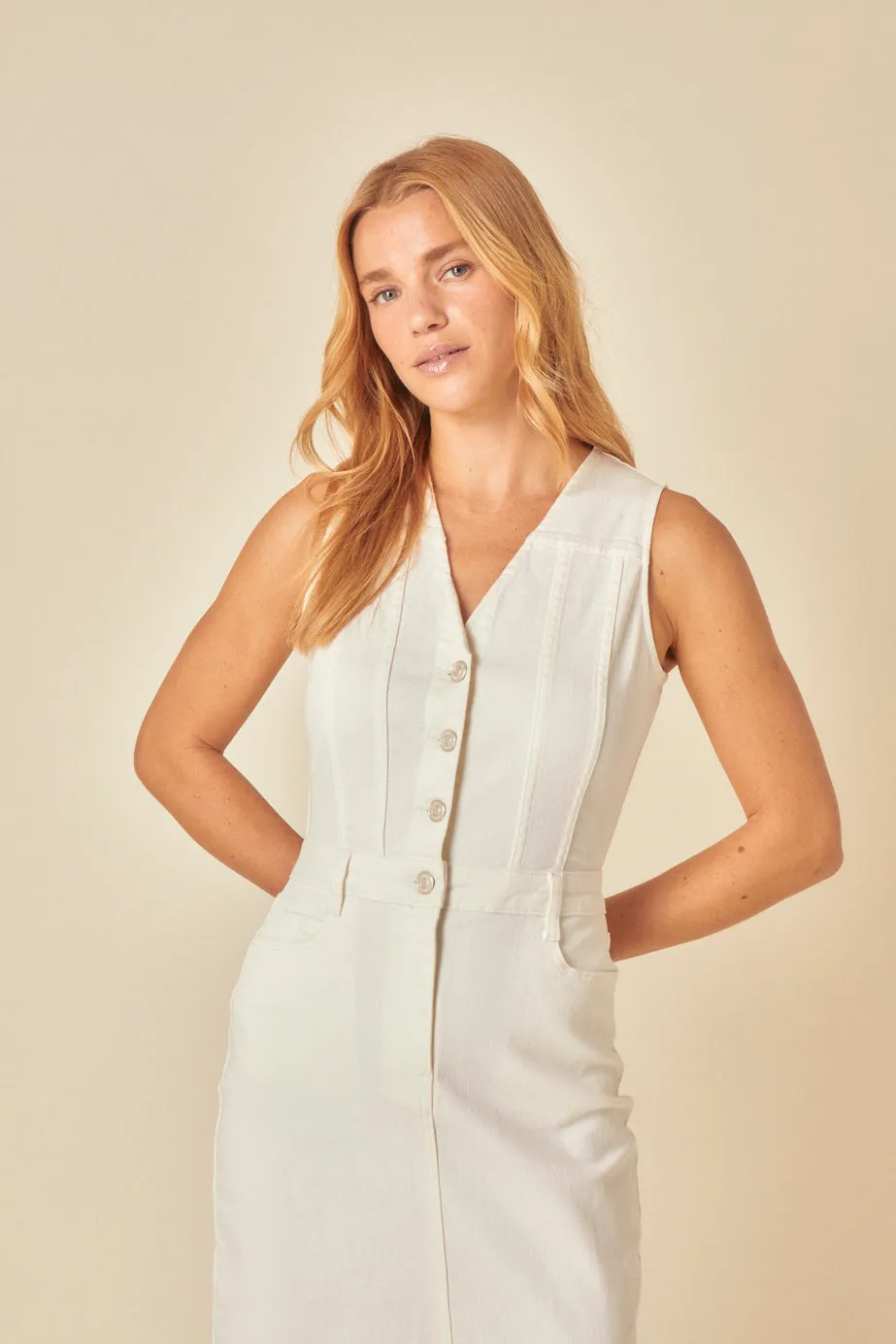 White Denim Mayflower Midi Dress sold by Nobody's Child product image thumbnail 4