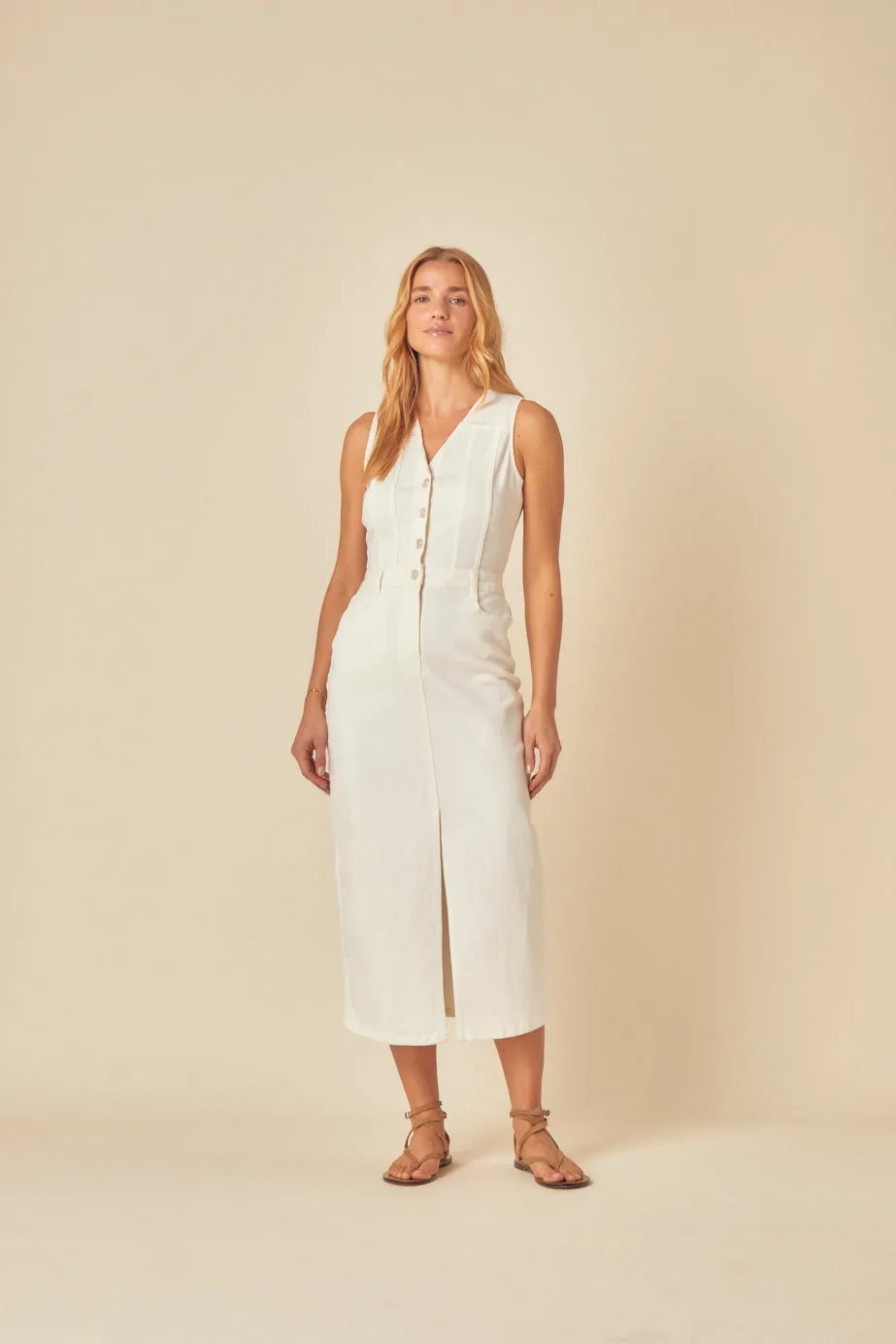 White Denim Mayflower Midi Dress sold by Nobody's Child product image thumbnail 2