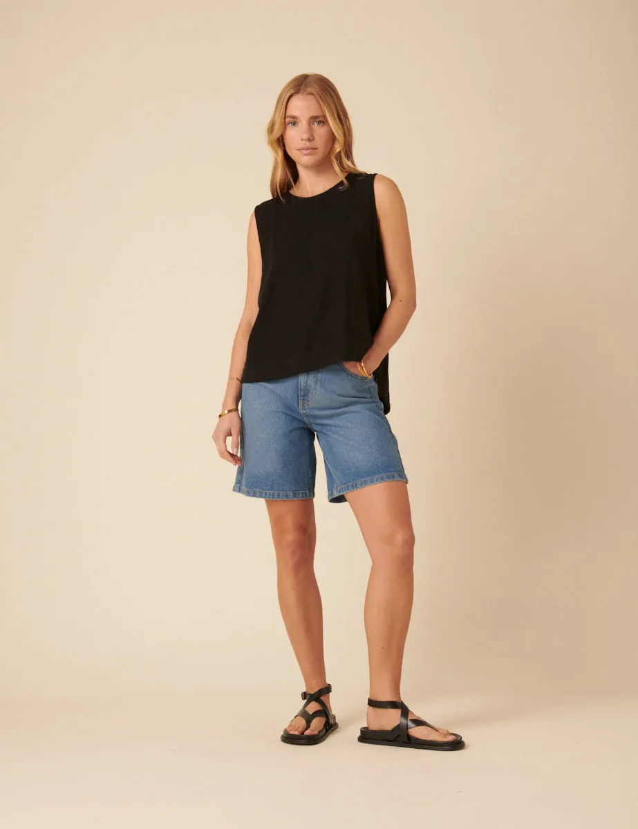 Black Linen-Blend Swing Top sold by Nobody's Child product image thumbnail 2