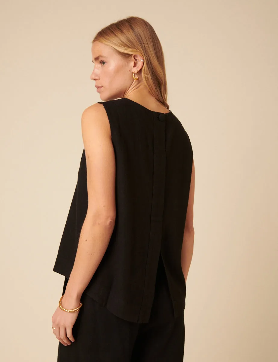 Black Linen-Blend Swing Top sold by Nobody's Child product image thumbnail 4