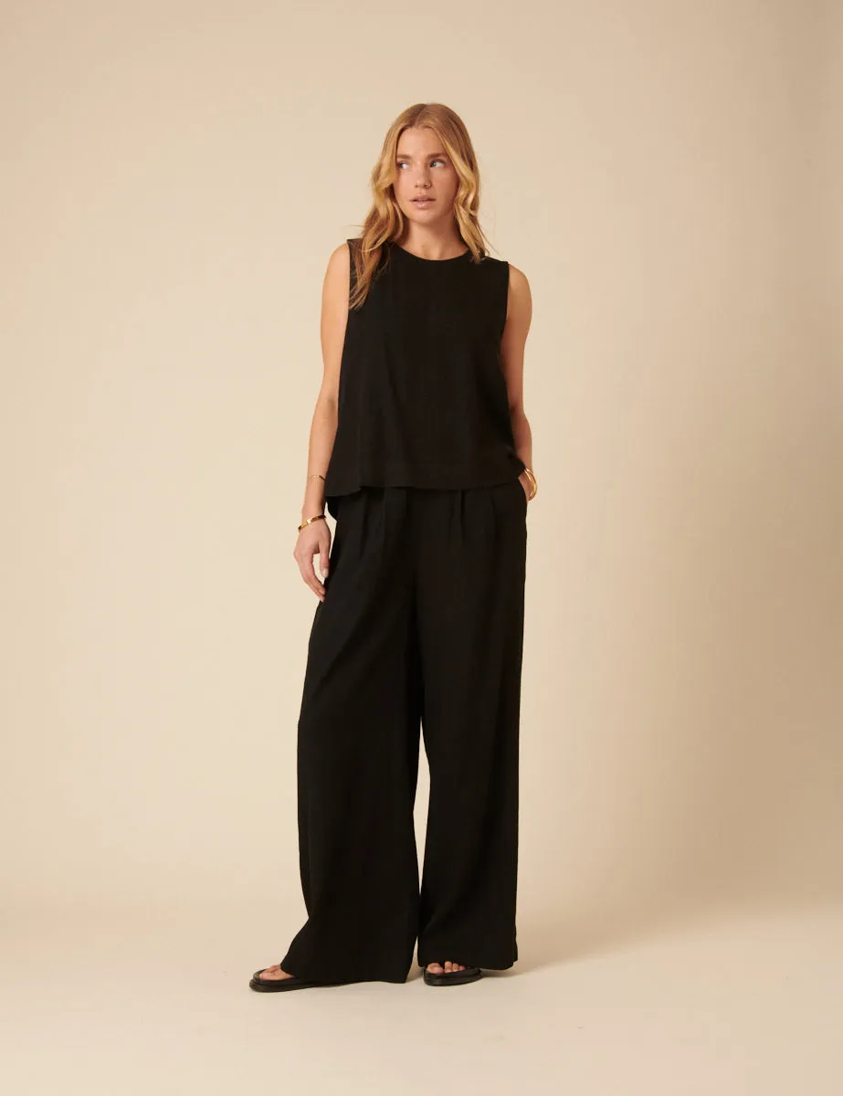 Black Linen-Blend Swing Top sold by Nobody's Child product image thumbnail 3