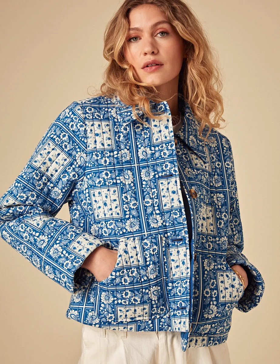 Blue Floral Print Quilted Jacket sold by Nobody's Child product image thumbnail 2