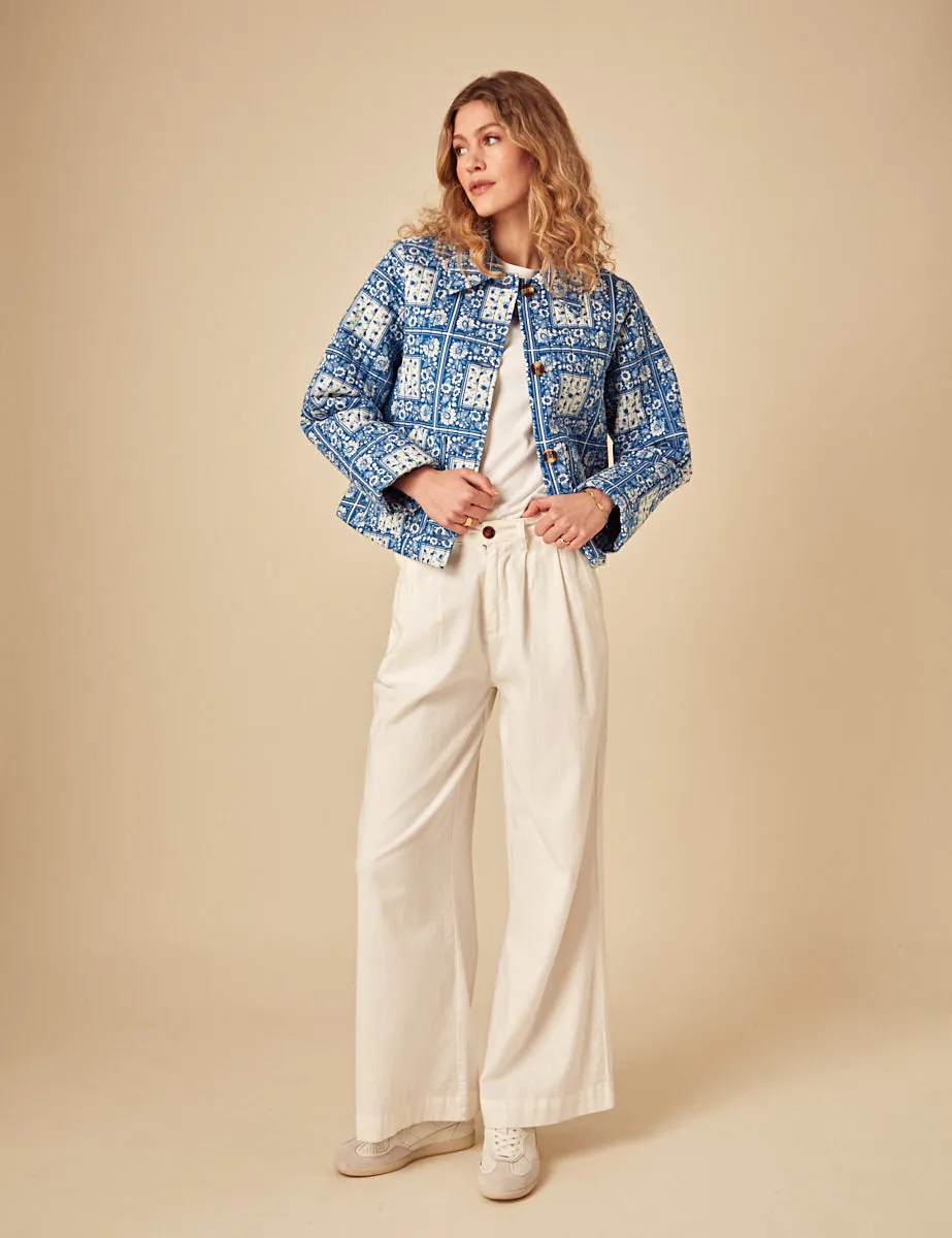 Blue Floral Print Quilted Jacket sold by Nobody's Child product image thumbnail 3