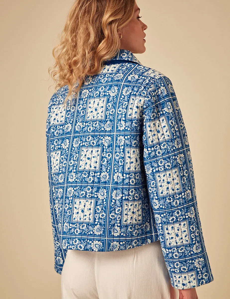 Blue Floral Print Quilted Jacket sold by Nobody's Child product image thumbnail 5