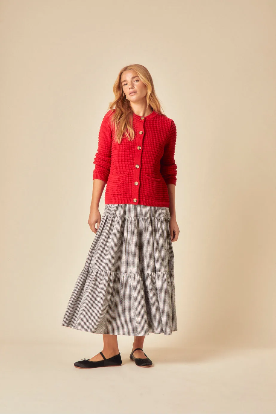 Red Textured Knitted Cardigan sold by Nobody's Child product image thumbnail 3