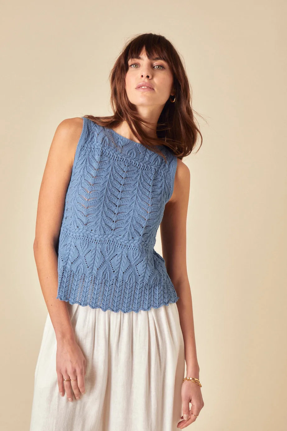 Blue Mock Crochet Swing Vest sold by Nobody's Child product image thumbnail 3