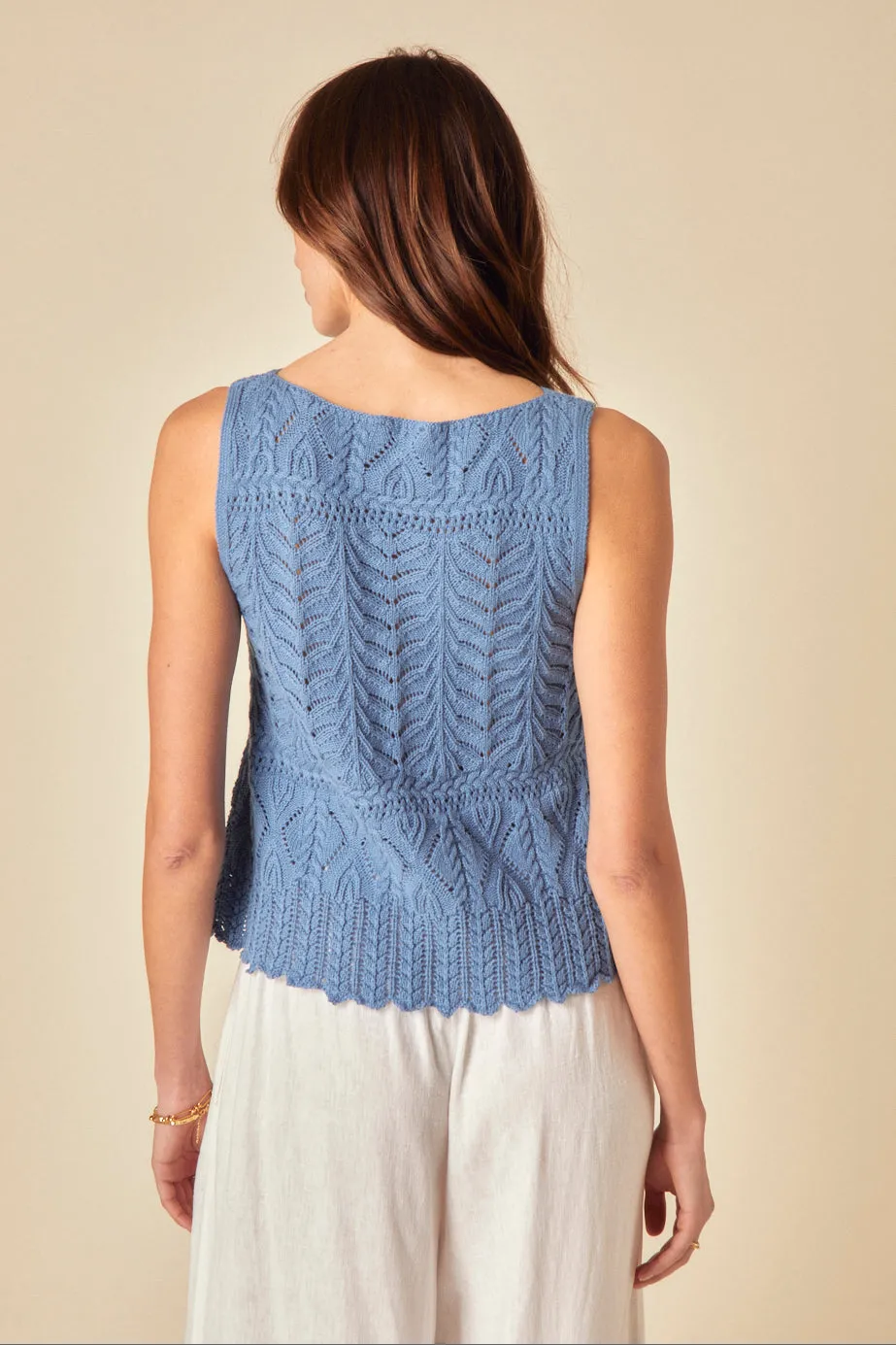 Blue Mock Crochet Swing Vest sold by Nobody's Child product image thumbnail 5