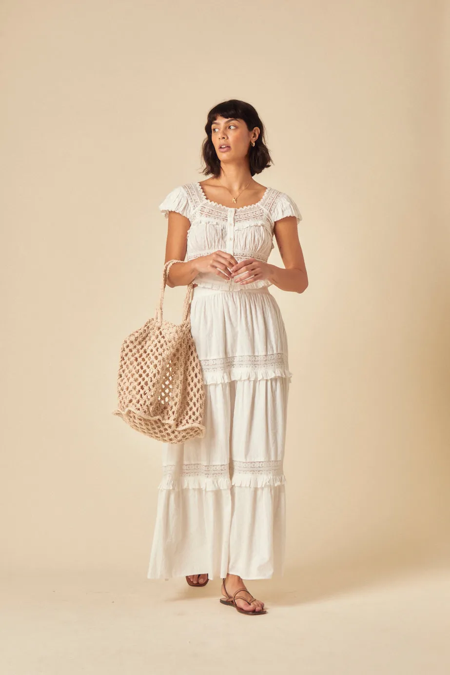 White Tiered Lace Detail Skirt sold by Nobody's Child product image thumbnail 4