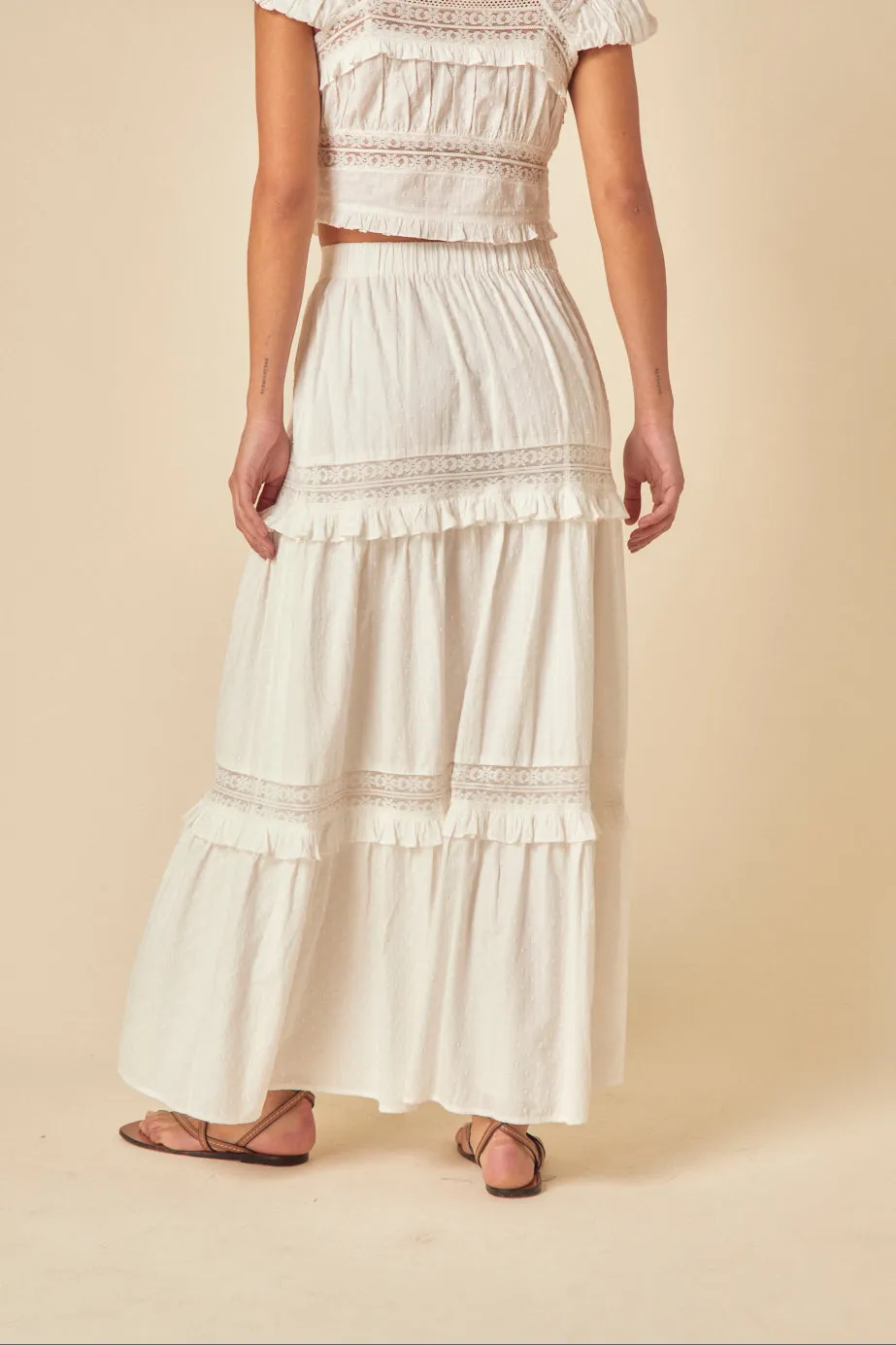 White Tiered Lace Detail Skirt sold by Nobody's Child product image thumbnail 5