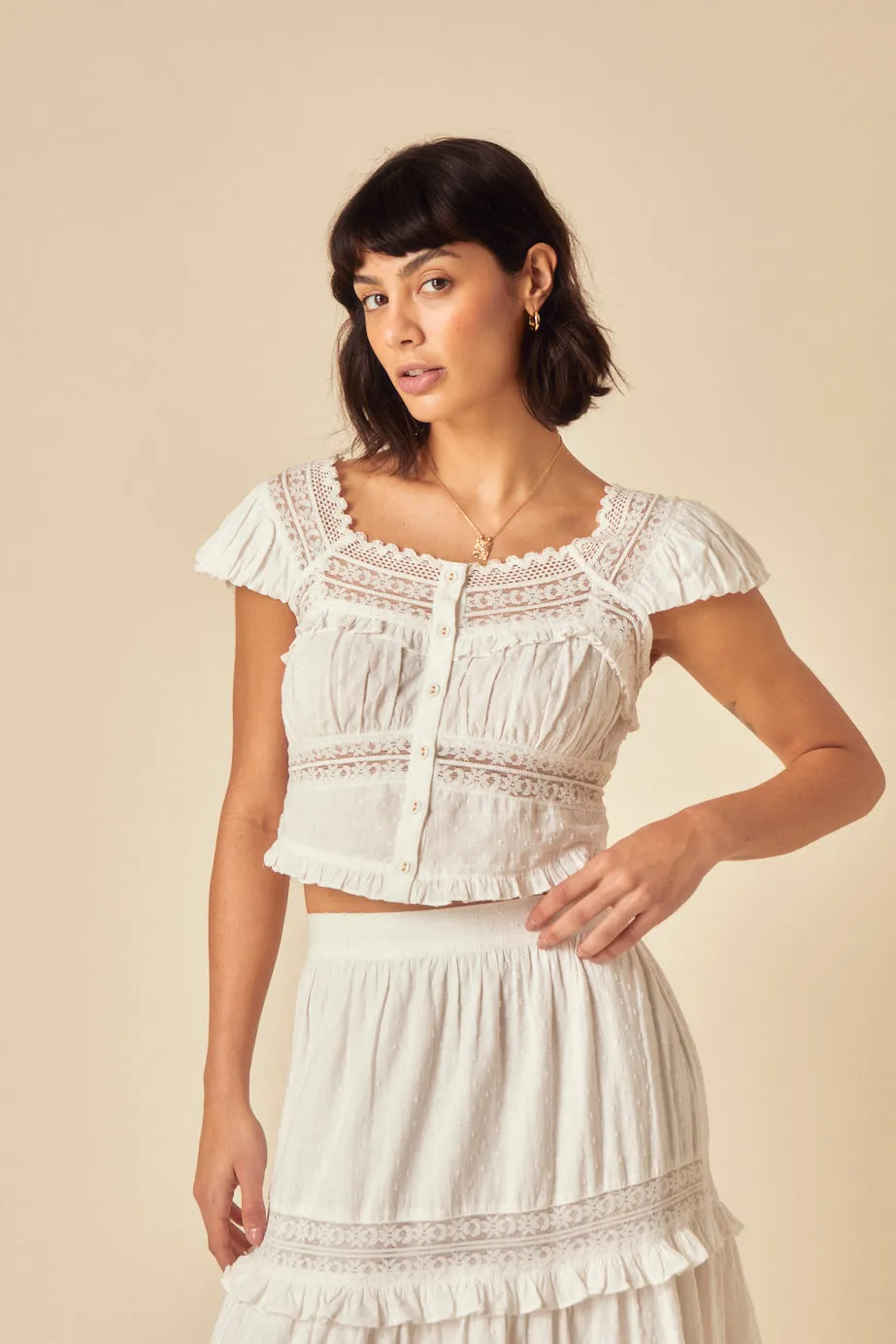 White Lace Detail Top sold by Nobody's Child product image thumbnail 2