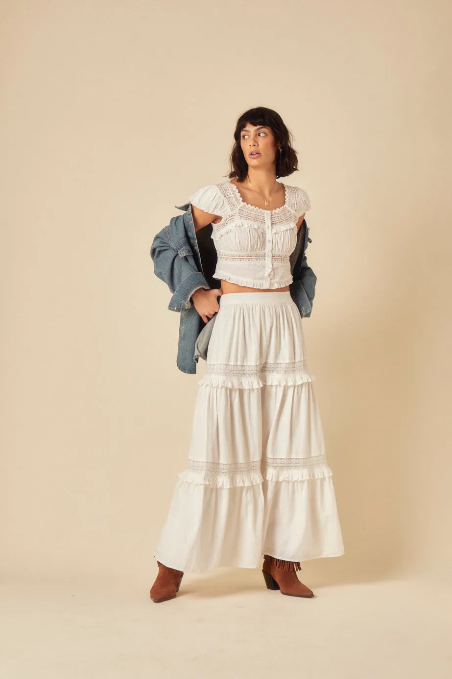 White Lace Detail Top sold by Nobody's Child product image thumbnail 4