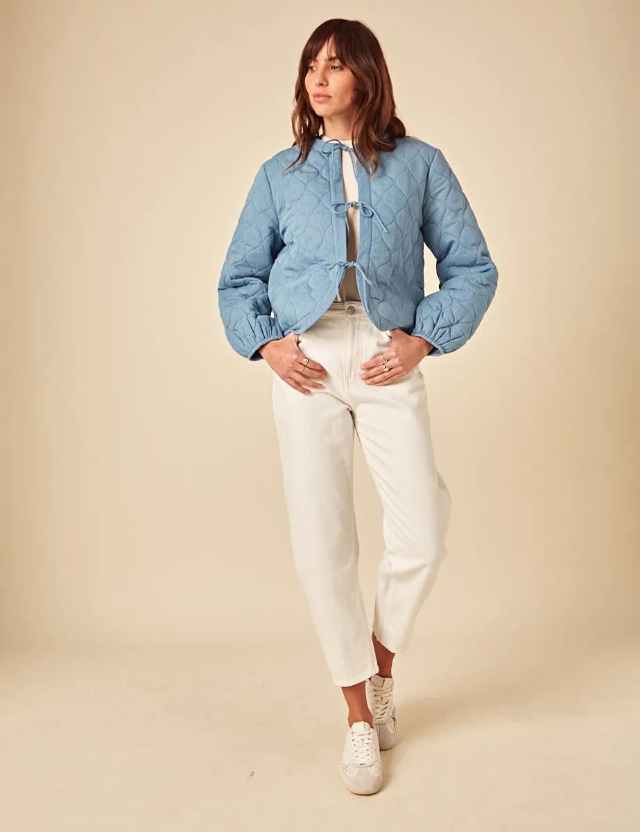 Blue Tie-Front Quilted Jacket sold by Nobody's Child product image thumbnail 2