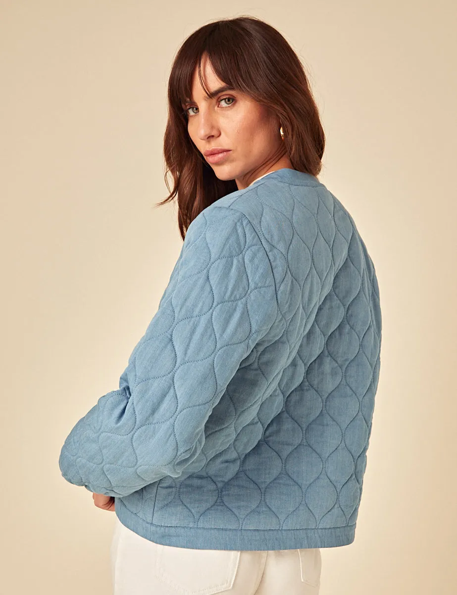 Blue Tie-Front Quilted Jacket sold by Nobody's Child product image thumbnail 4