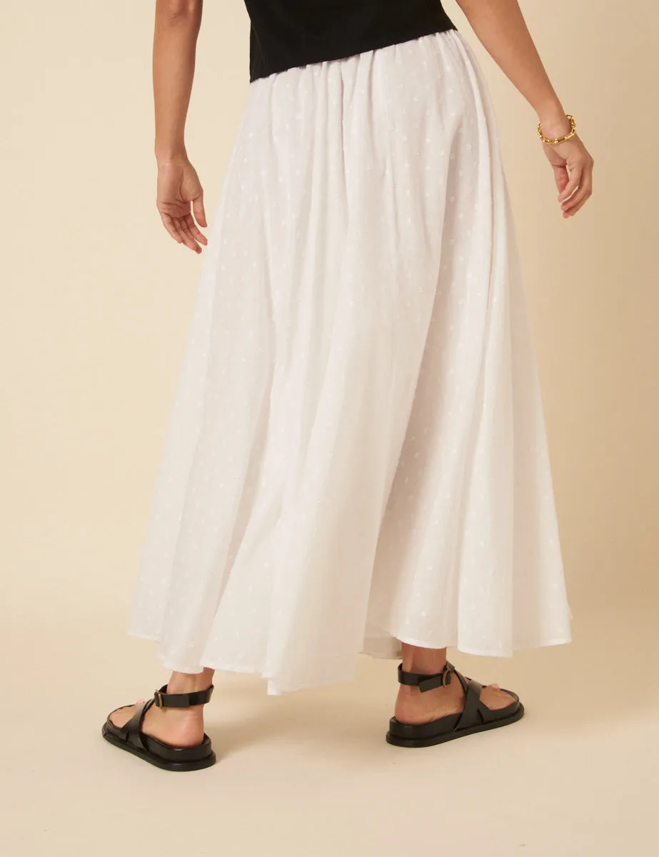 White Textured Spot Midi Skirt sold by Nobody's Child product image thumbnail 5