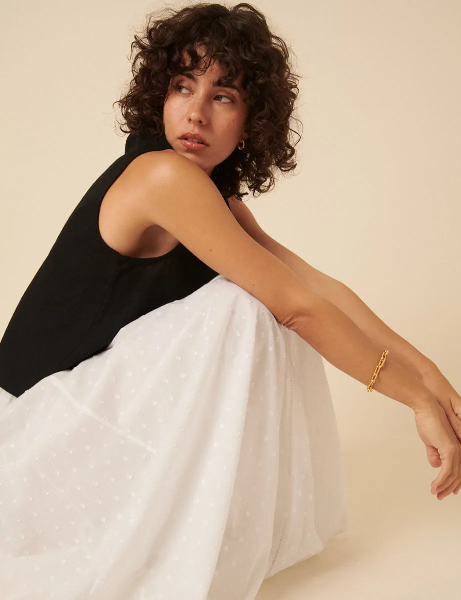 White Textured Spot Midi Skirt sold by Nobody's Child product image thumbnail 2