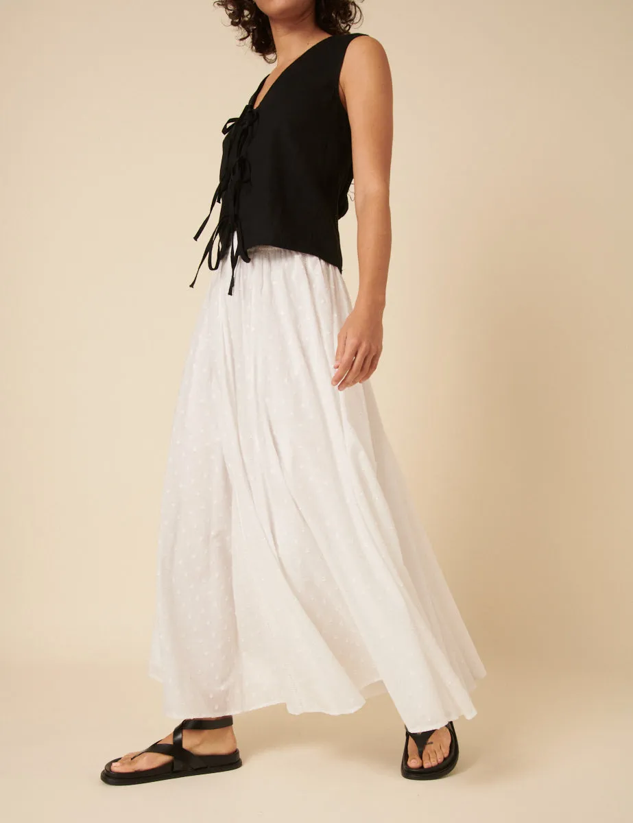 White Textured Spot Midi Skirt sold by Nobody's Child product image thumbnail 4
