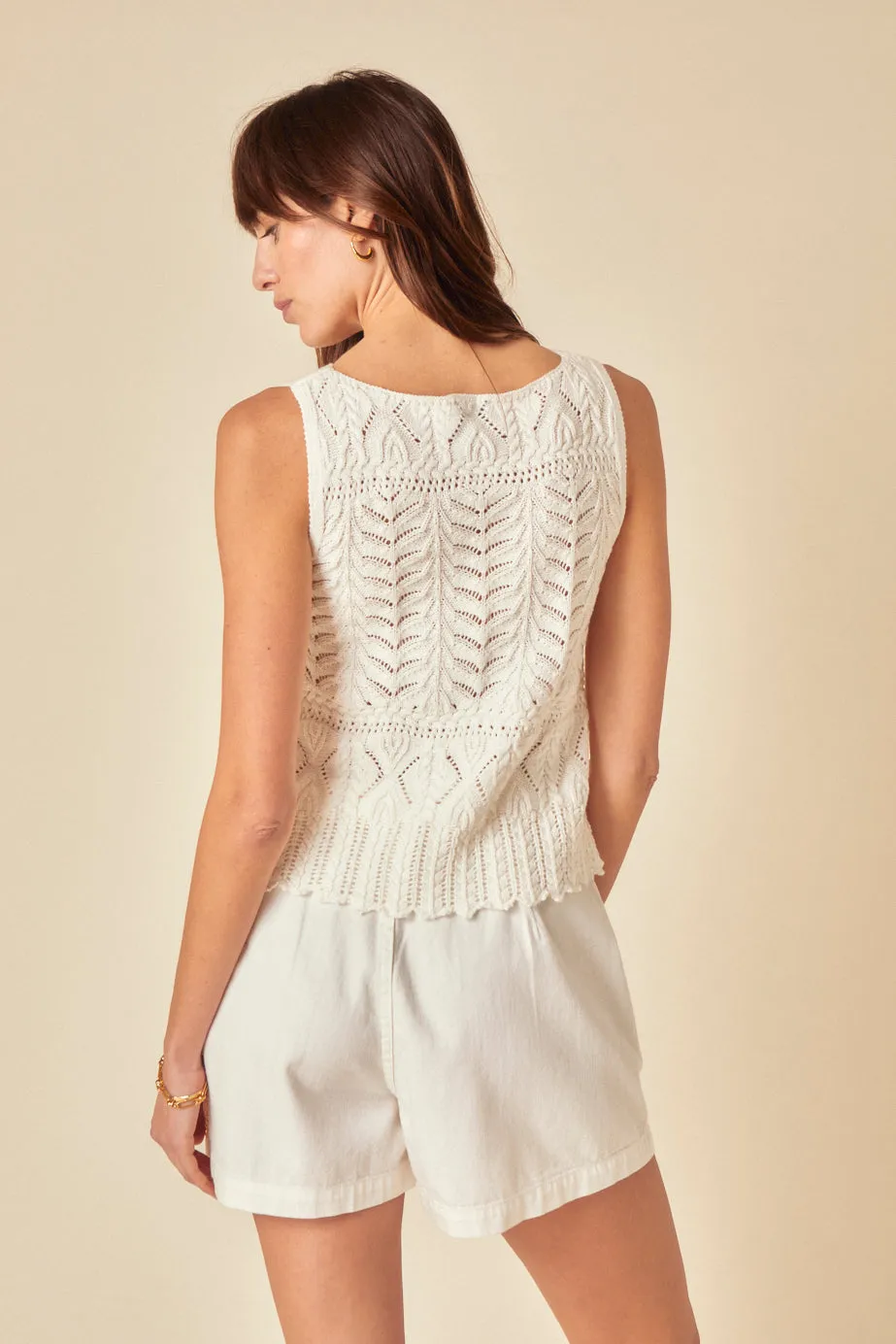 Cream Mock Crochet Swing Vest sold by Nobody's Child product image thumbnail 4