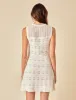 White Mock Crochet Mini Dress sold by Nobody's Child