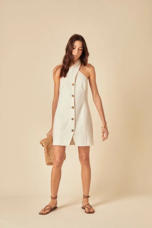 White Halter Neck Gio Mini Dress sold by Nobody's Child