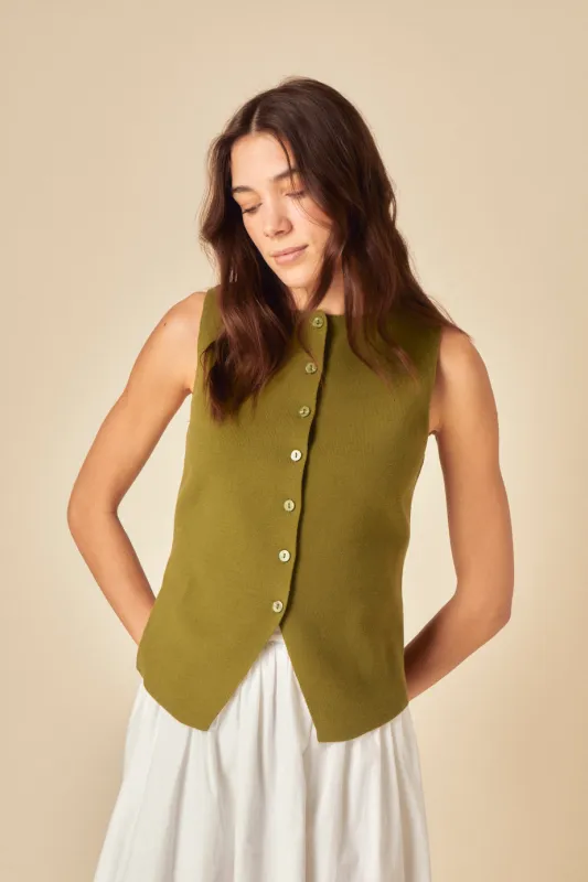 Green Knitted Waistcoat sold by Nobody's Child