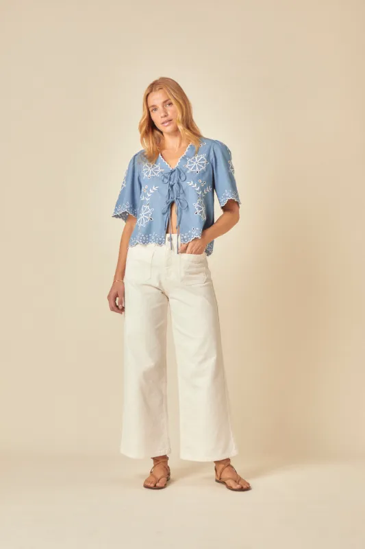 White Cropped Wide Leg Jeans sold by Nobody's Child
