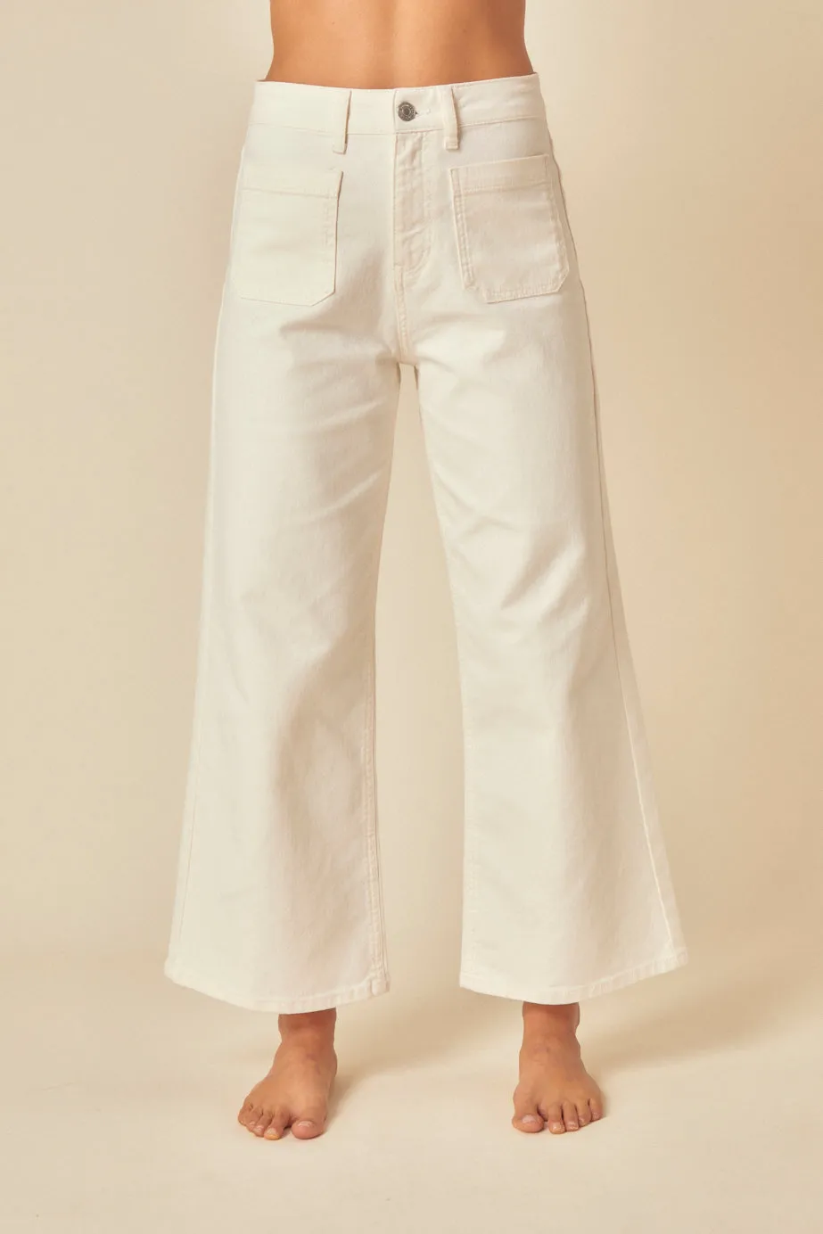 White High Rise Wide Leg Cropped Jeans sold by Nobody's Child product image thumbnail 2