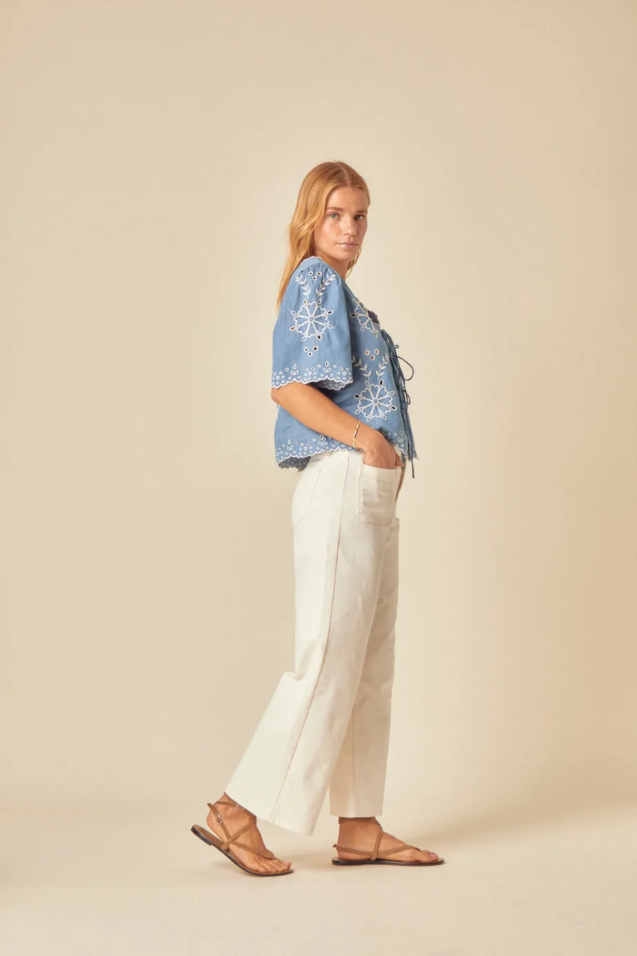 White High Rise Wide Leg Cropped Jeans sold by Nobody's Child product image thumbnail 3