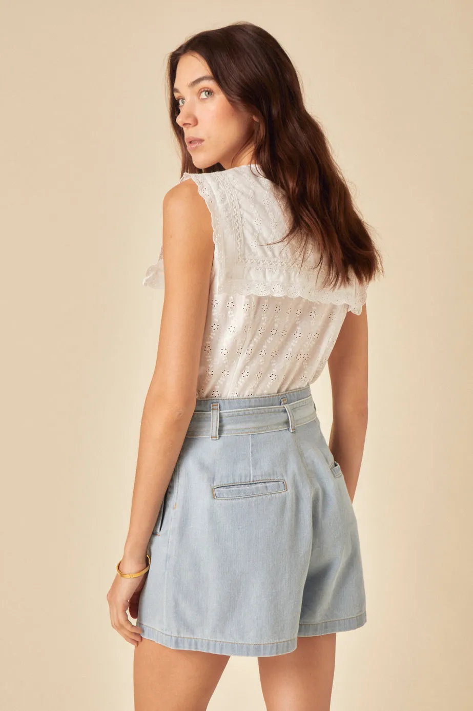 Light Denim Tie Front Shorts sold by Nobody's Child product image thumbnail 5