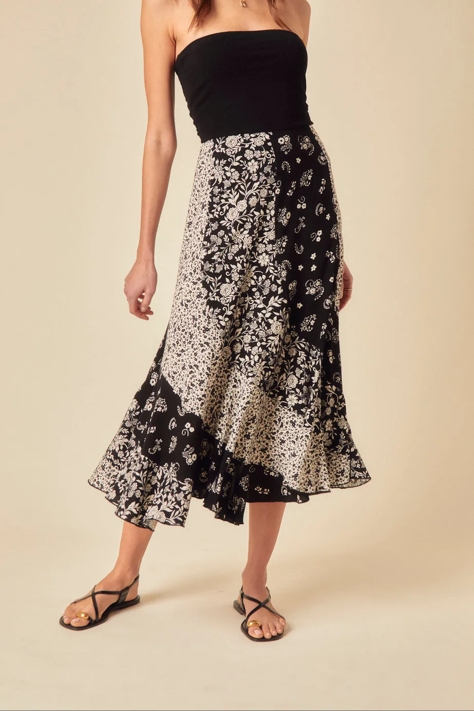 Black Printed Midi Skirt sold by Nobody's Child product image thumbnail 2
