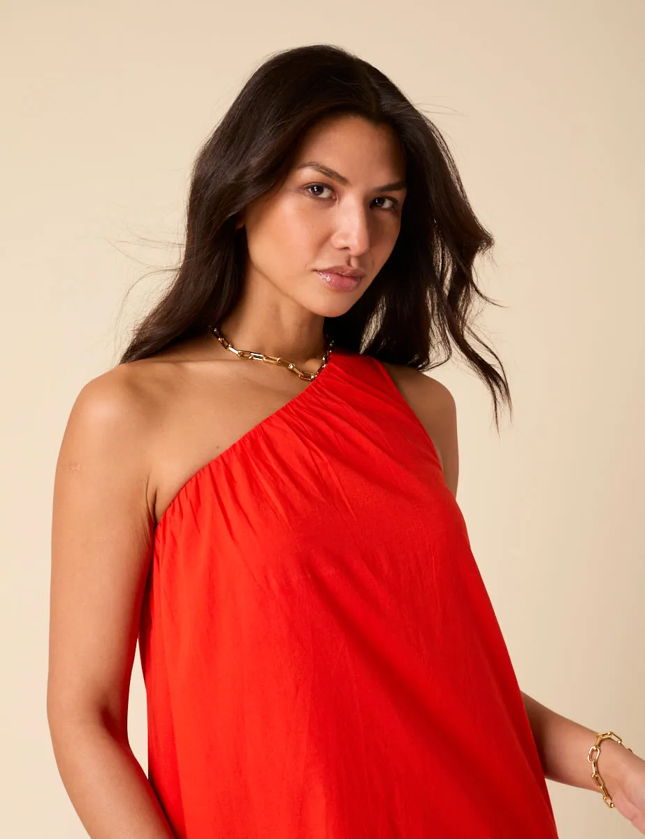 Red One Shoulder Swift Midi Dress sold by Nobody's Child product image thumbnail 3