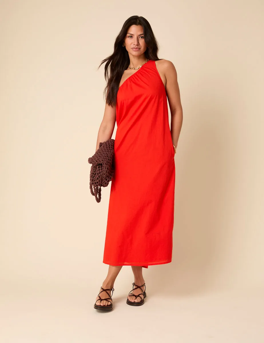 Red One Shoulder Swift Midi Dress sold by Nobody's Child product image thumbnail 2