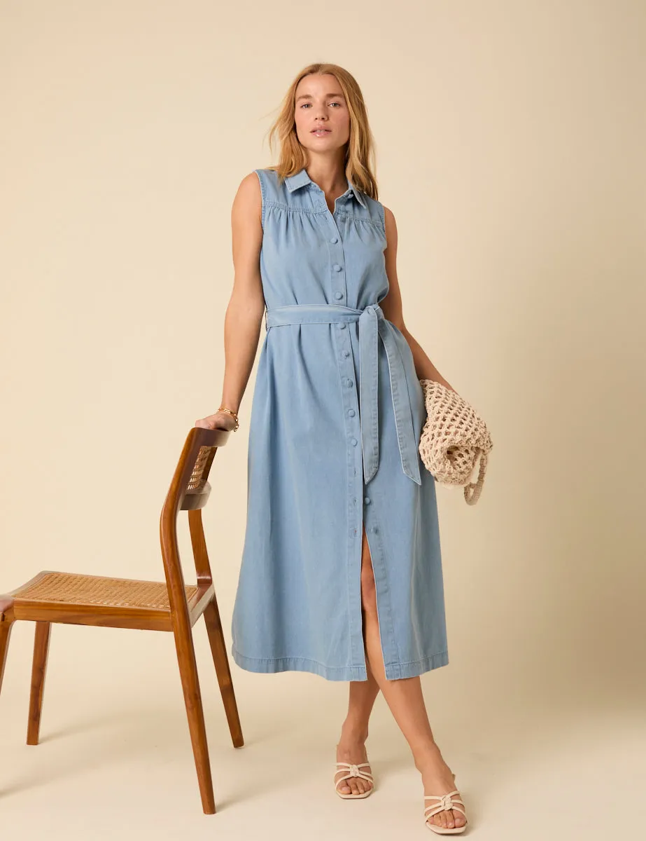 Blue Denim Pippa Shirt Midi Dress sold by Nobody's Child