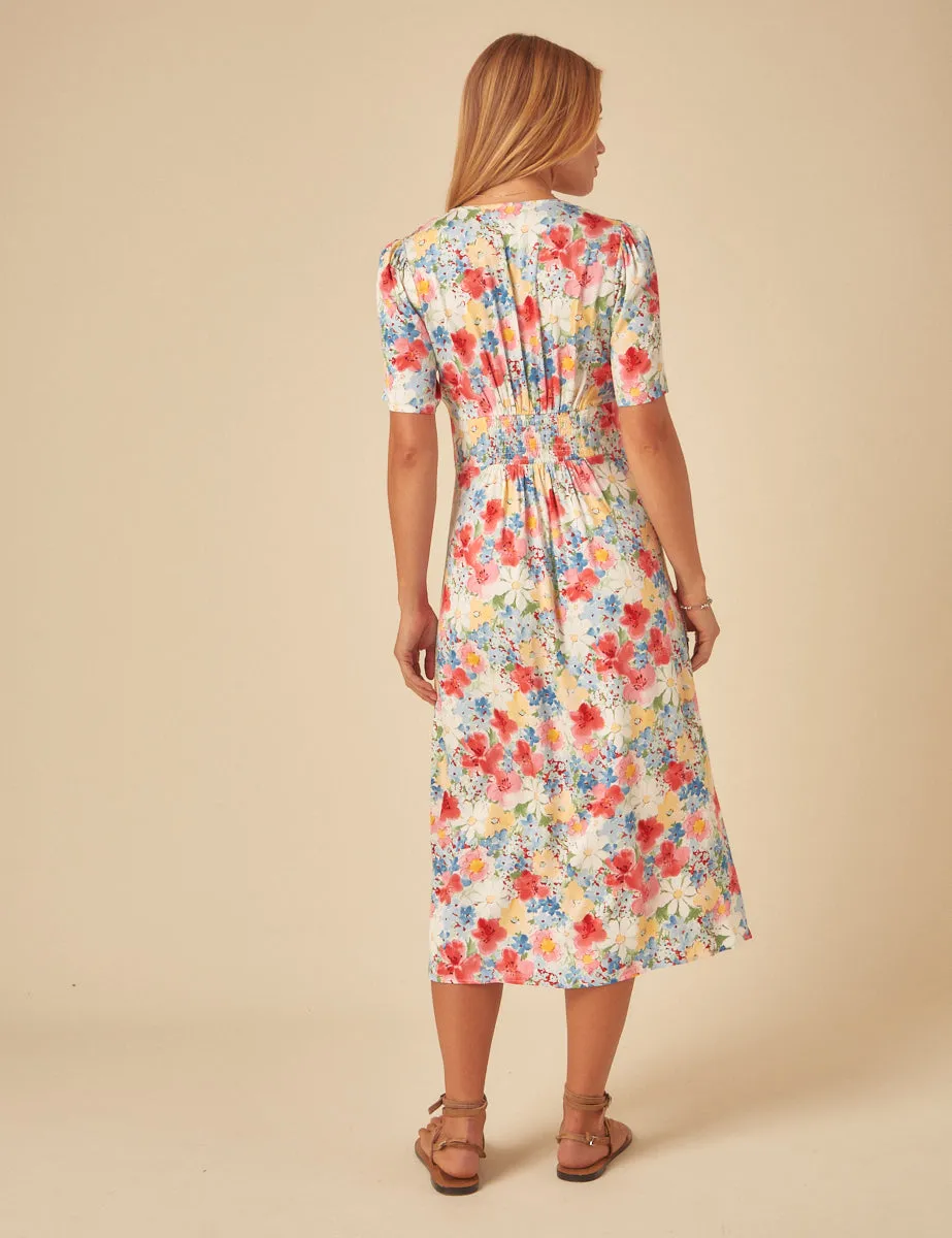Blue Floral Alexa Midi Dress sold by Nobody's Child product image thumbnail 4