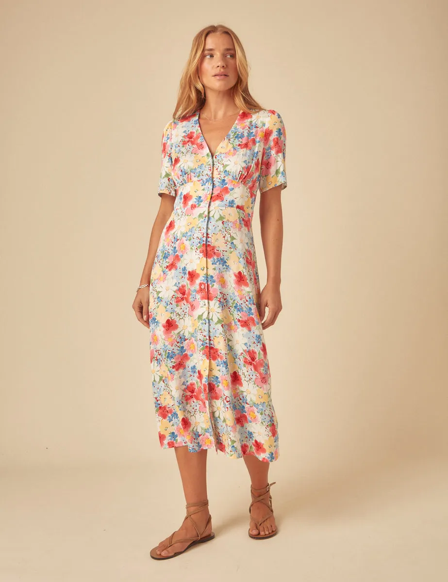 Blue Floral Alexa Midi Dress sold by Nobody's Child
